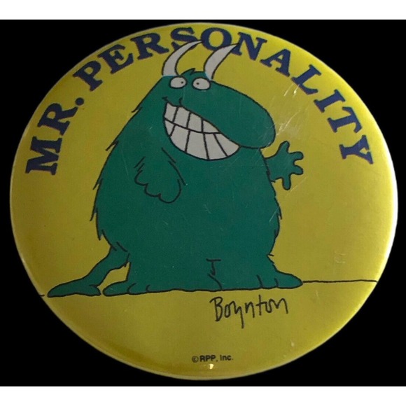 Vintage Boynton Mr. Personality 2" Pinback Button Pin Sandra Boynton - Picture 3 of 4